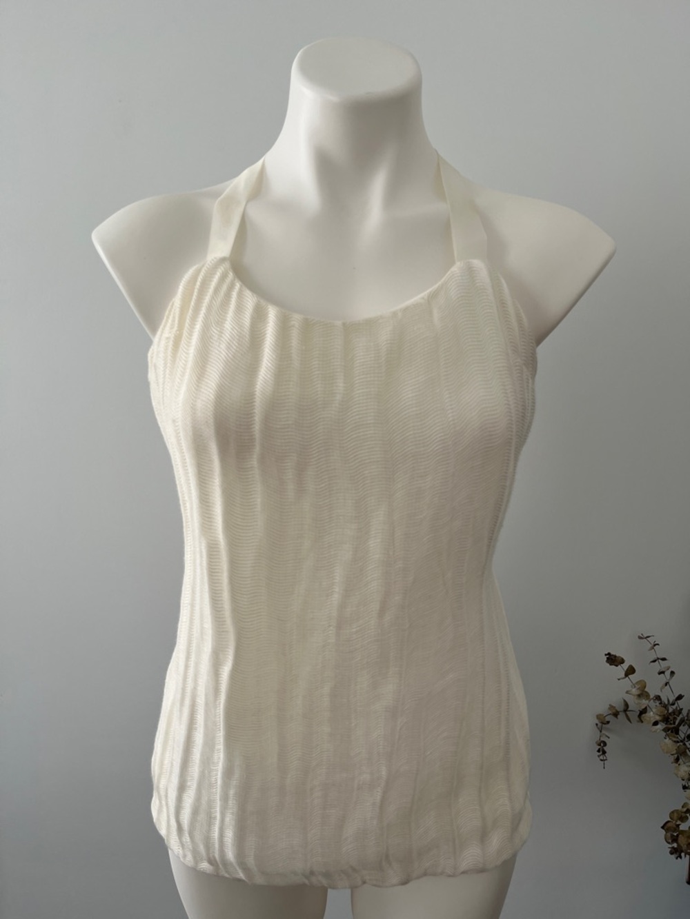 KHAITE Cream Halter Ribbed Knit Camisole